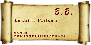 Barabits Barbara névjegykártya